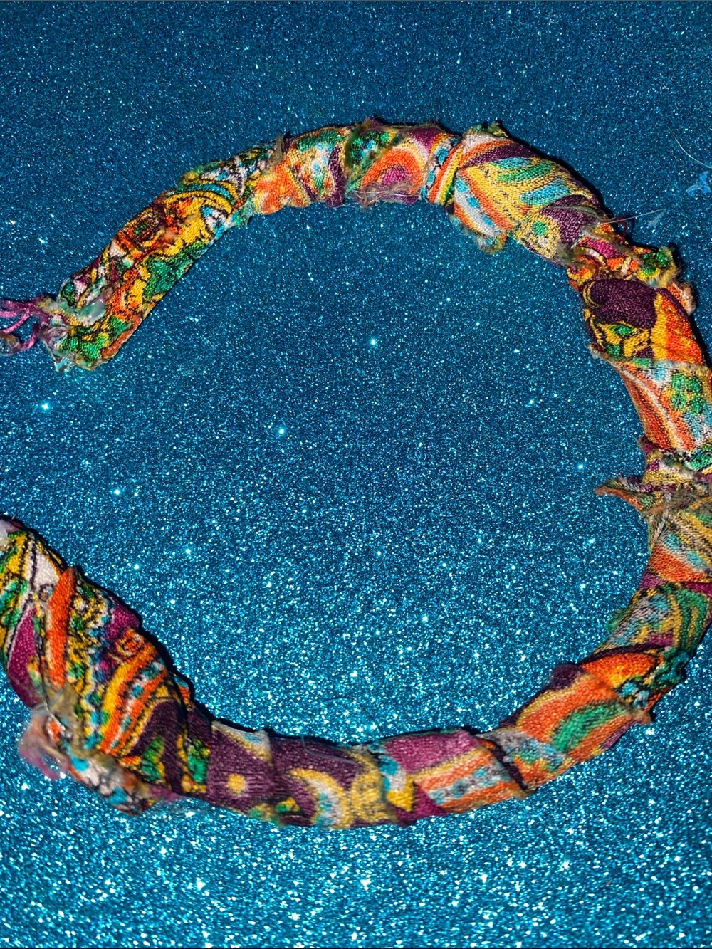 Boho Multicolor Fabric Wrap Bracelet - Vibrant Mixed Hues